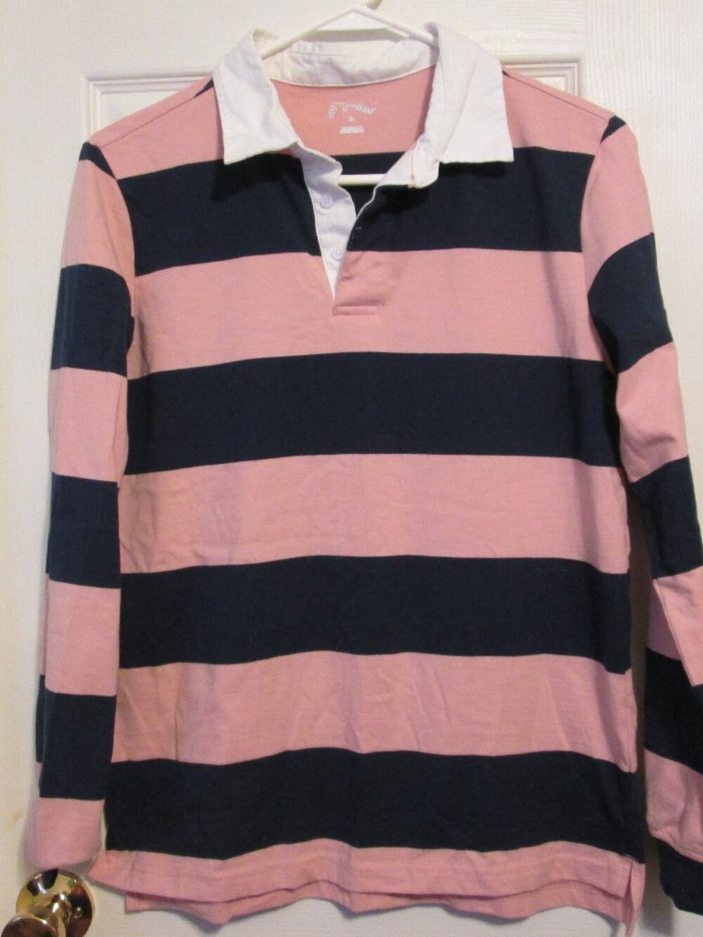 art class Girl's Pink/Navy Striped Rugby Shirt XL